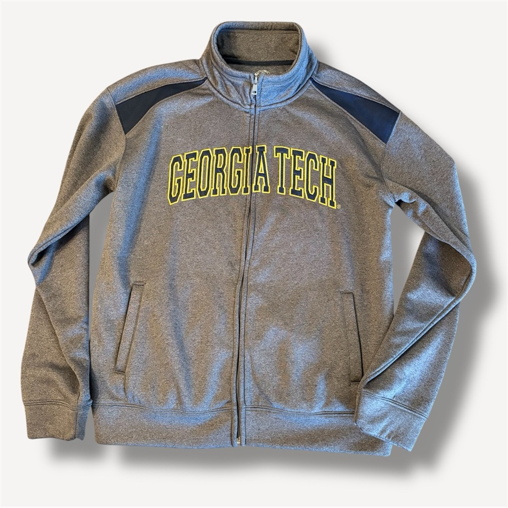 Georgia Tech Jacket Gray Collar Zip Pockets by Campus Drive Size S